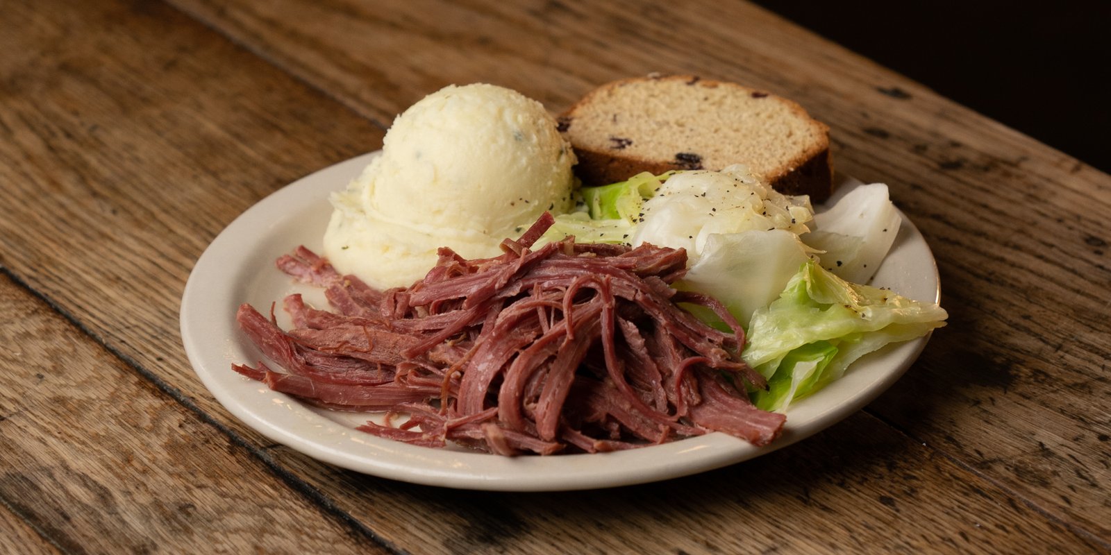 A full order of Corned Beef & Cabbage at Nine Irish Brothers